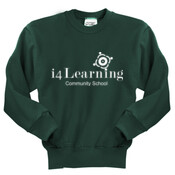 YOUTH, Crewneck Sweatshirt, Front and Back, i4Learning logo_White