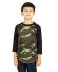 Youth Three-Quarter Sleeve Camo Raglan T-Shirt