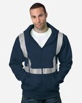 USA-Made Hi-Visibility Full-Zip Hooded Sweatshirt - Segmented Tape
