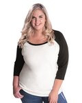 Women's Curvy Collection Baseball Three-Quarter Sleeve Tee
