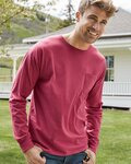 Unisex Garment-Dyed Long Sleeve T-Shirt With a Pocket