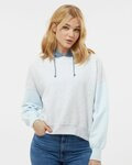 Women's Sueded Fleece Colorblocked Crop Hooded Sweatshirt